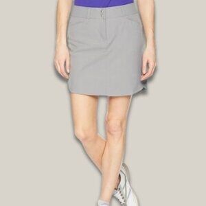 Adidas Golf Essentials Skort Classic 3 Stripes Stretch Performance Gray W SZ 8